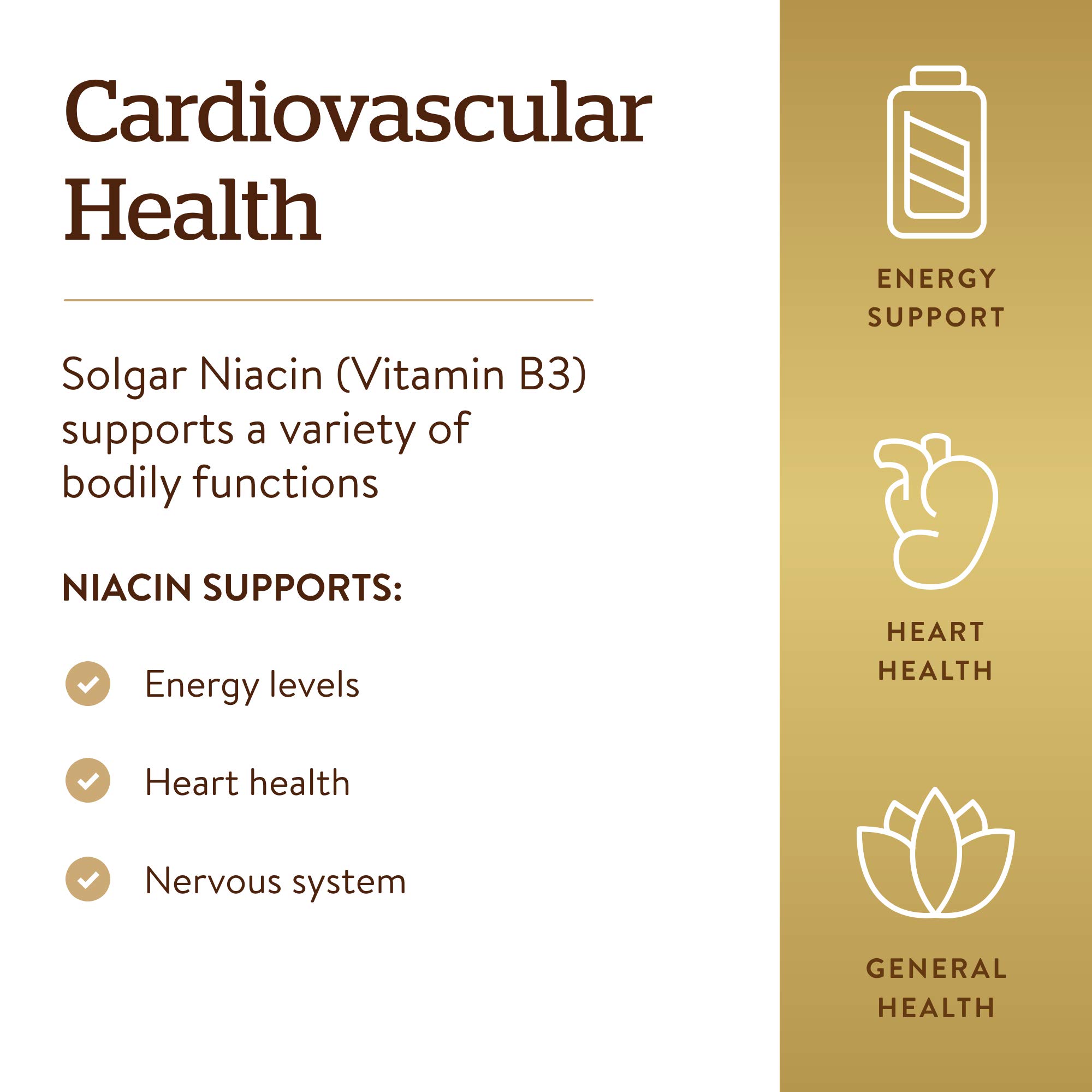 Solgar Niacin (Vitamin B3) 500 mg, 250 Vegetable Capsules - Cardiovascular Support - Energy Metabolism - Non-GMO, Vegan, Gluten Free, Dairy Free, Kosher - 250 Servings