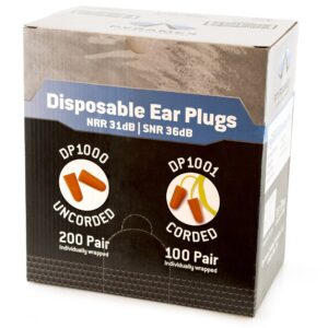 Pyramex Disposable Uncorded Earplugs 200 Per Box,Orange