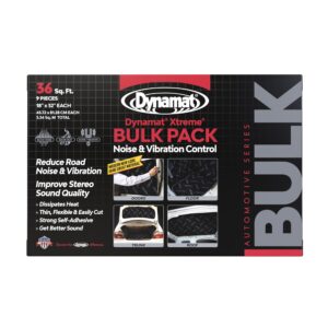 dynamat xtreme sound deadening car insulation bulk pack – noise dampening kit for floor, doors, panels, hood, engine or trunk – easy self adhesive install – 9 sheets 18”x32” each, 36 sq ft total