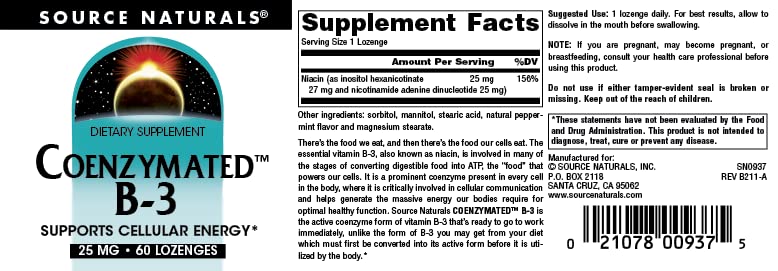 Source Naturals Coenzymated B-3 25 MG - 60 CT