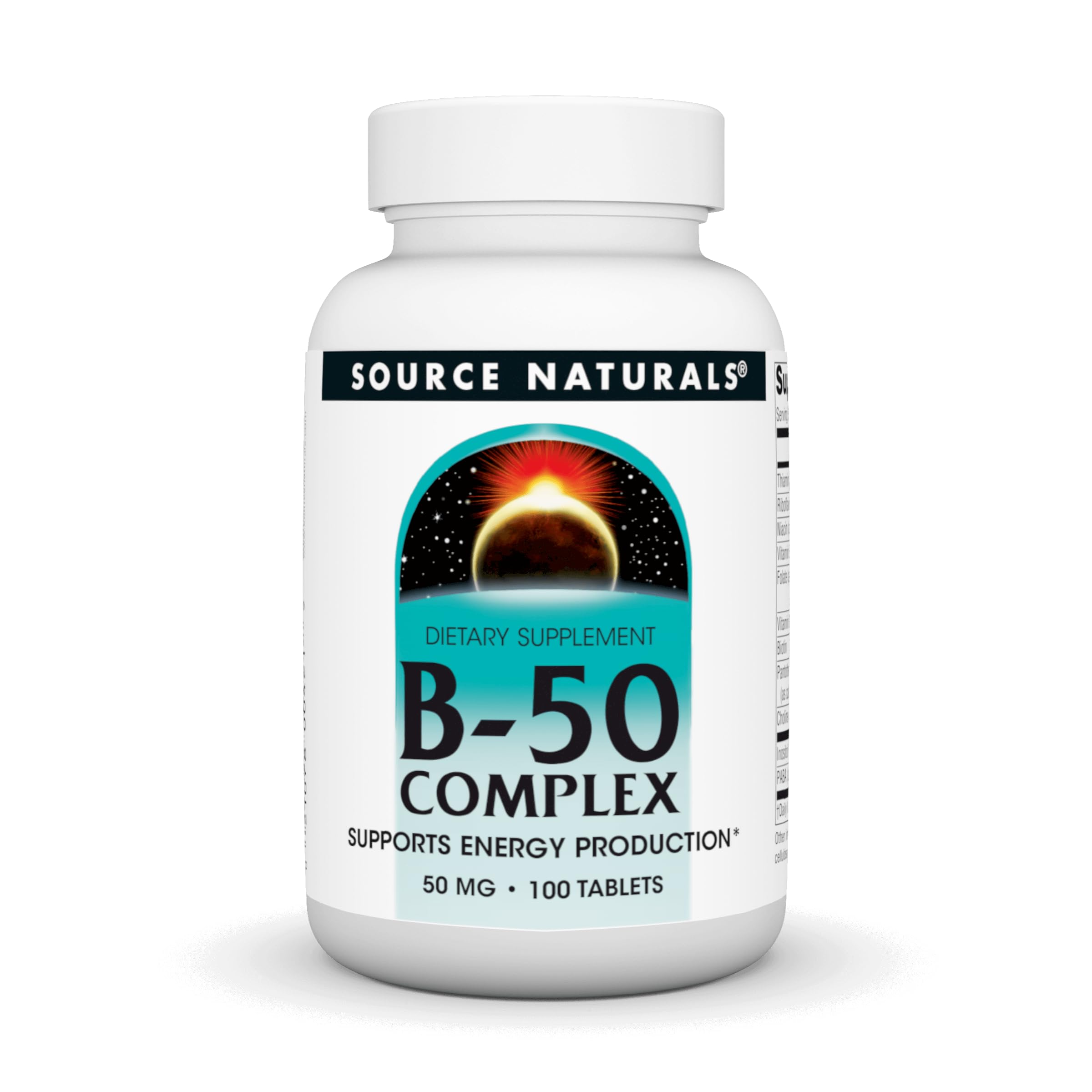 Source Naturals B-50 Complex 50 mg B-Vitamins for Energy Production Support - 100 Tablets