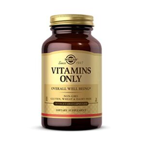 solgar vitamins only, 90 vegetable capsules - multivitamin - vitamin a, b1, b2, c, d & e - overall well-being - immune support - gluten free, dairy free, kosher - 90 servings