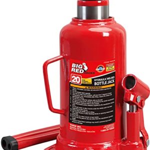 BIG RED T92003B Torin Hydraulic Welded Bottle Jack, 20 Ton (40,000 lb) Capacity, Red