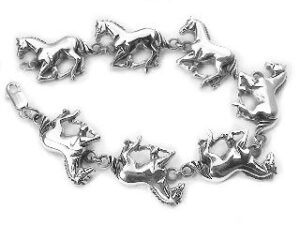 heavy horses sterling silver horse link bracelet