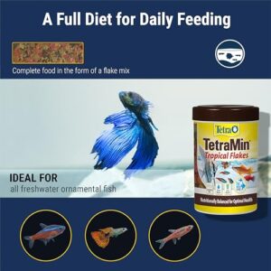 Tetra TetraMin Tropical Flakes 3.53 Ounces, Nutritionally Balanced Fish Food, Model Number: 16204