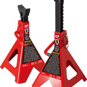 BIG RED T46002A Torin Steel Jack Stands: Double Locking, 6 Ton (12,000 lb) Capacity, Red, 1 Pair