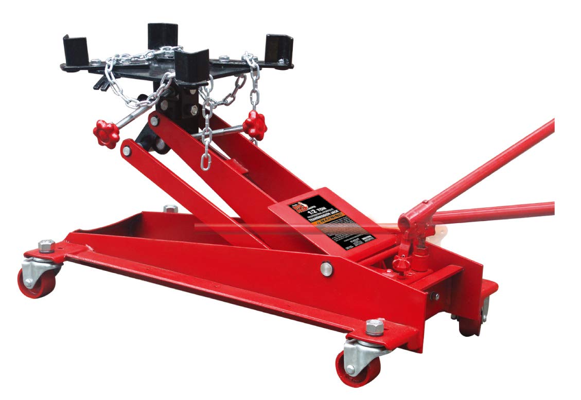 BIG RED TR4076 Torin Hydraulic Roll-Under Transmission Service/Floor Jack: 1/2 Ton (1,000 lb) Capacity, Red