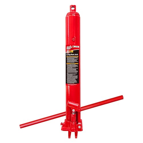 BIG RED T30806 Torin Hydraulic Long Ram Jack with Single Piston Pump and Clevis Base (Fits: Garage/Shop Cranes, Engine Hoists, and More): 8 Ton (16,000 lb) Capacity, Red