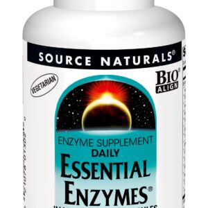 Source Naturals Essential Enzymes 500mg Bio-Aligned Multiple Enzyme Supplement Herbal Defense for Digestion, Gas, Constipation & Bloating Relief - Supports Immune System* - 120 Vegetarian Capsules