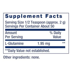 Life Extension L-Glutamine Powder, amino acid, supports muscle health and immune health, gluten-free, non-GMO, vegetarian, 100 grams