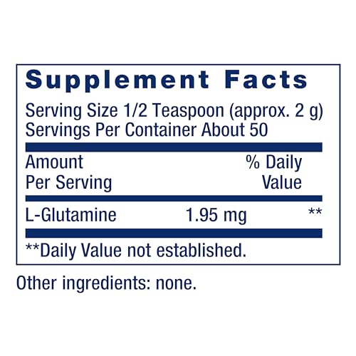 Life Extension L-Glutamine Powder, amino acid, supports muscle health and immune health, gluten-free, non-GMO, vegetarian, 100 grams