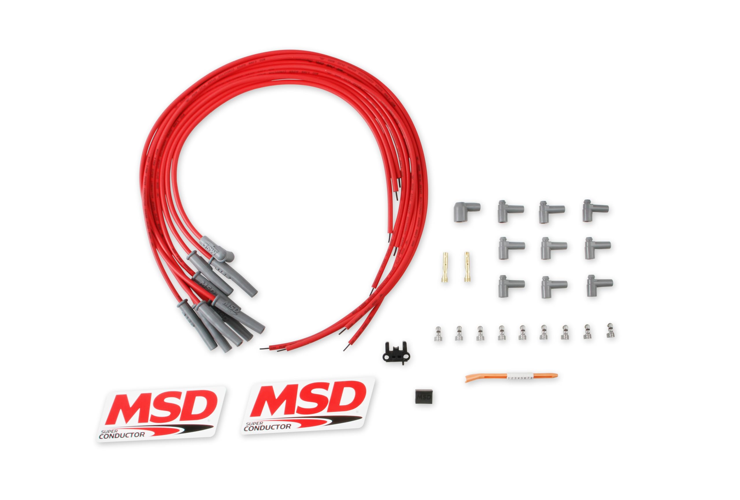 MSD 31189 Super Conductor Spark Plug Wire Set, Multi-Angle Plug, HEI Cap