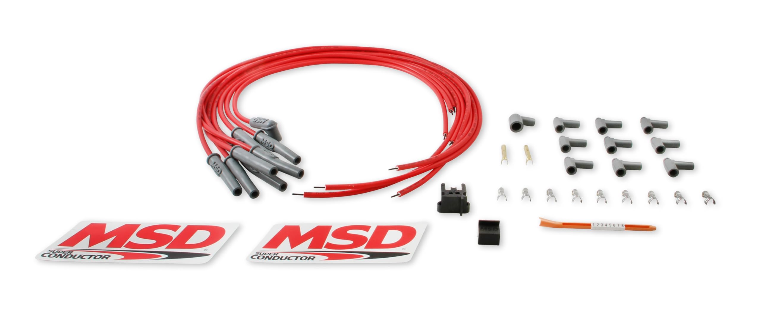 MSD 31189 Super Conductor Spark Plug Wire Set, Multi-Angle Plug, HEI Cap