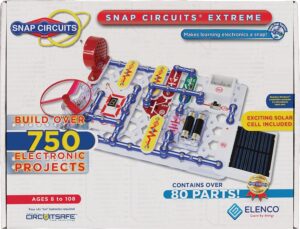 snap circuits extreme sc-750 electronics exploration kit - over 750 projects, full color manual, 80+ parts for stem education, kids 8+