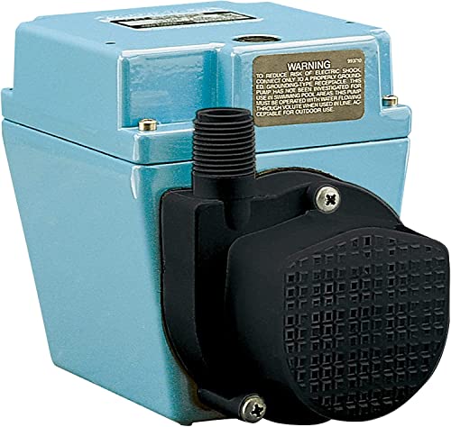 Little Giant 3E-12NR 115-Volt, 1/15 HP, 670 GPH Dual Purpose In-Line or Small Submersible, Oil-Filled Pump, 6-Ft. Cord, Blue, 503203