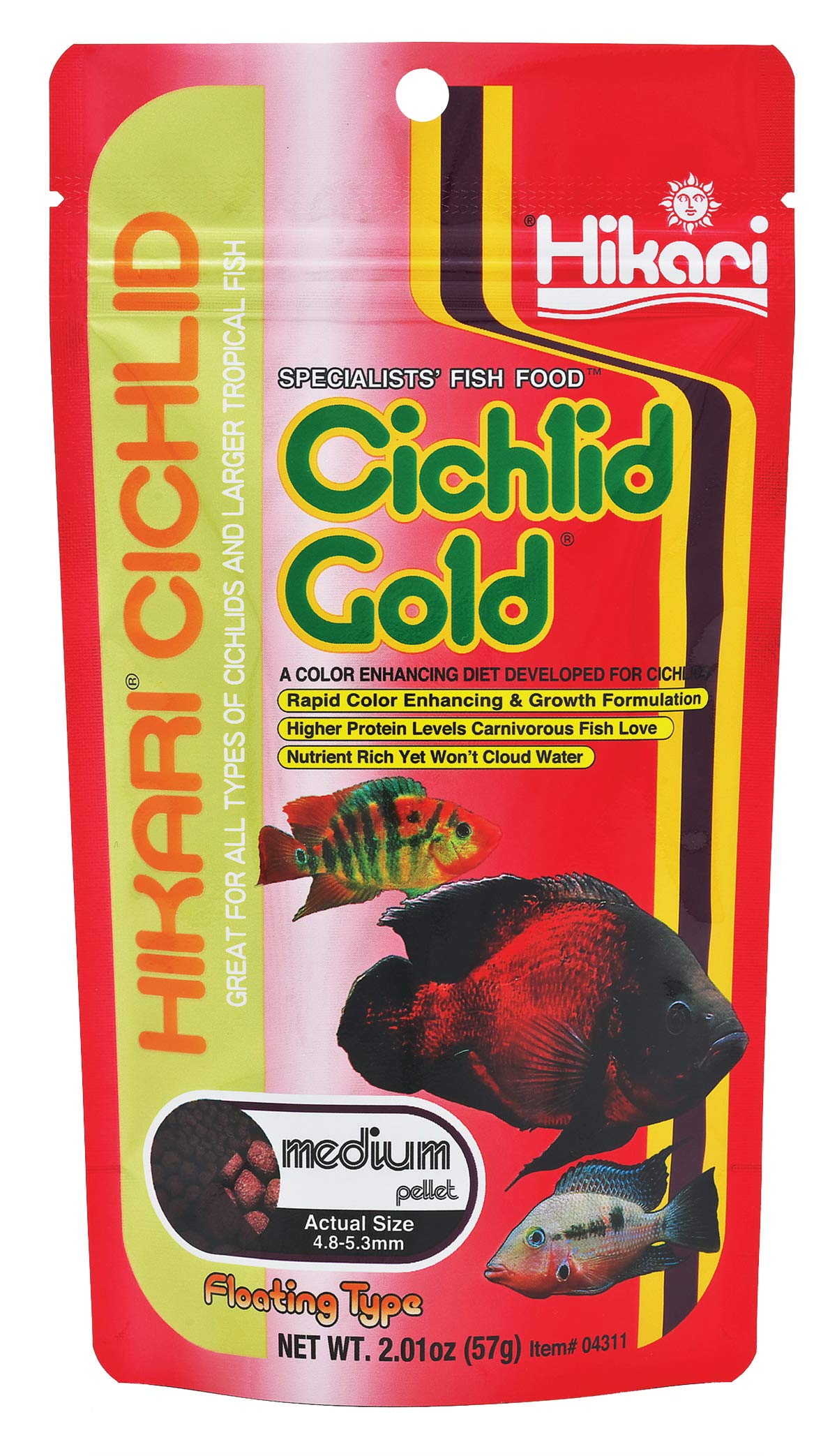 Hikari 2-Ounce Cichlid Gold Floating Pellets for Pets, Medium