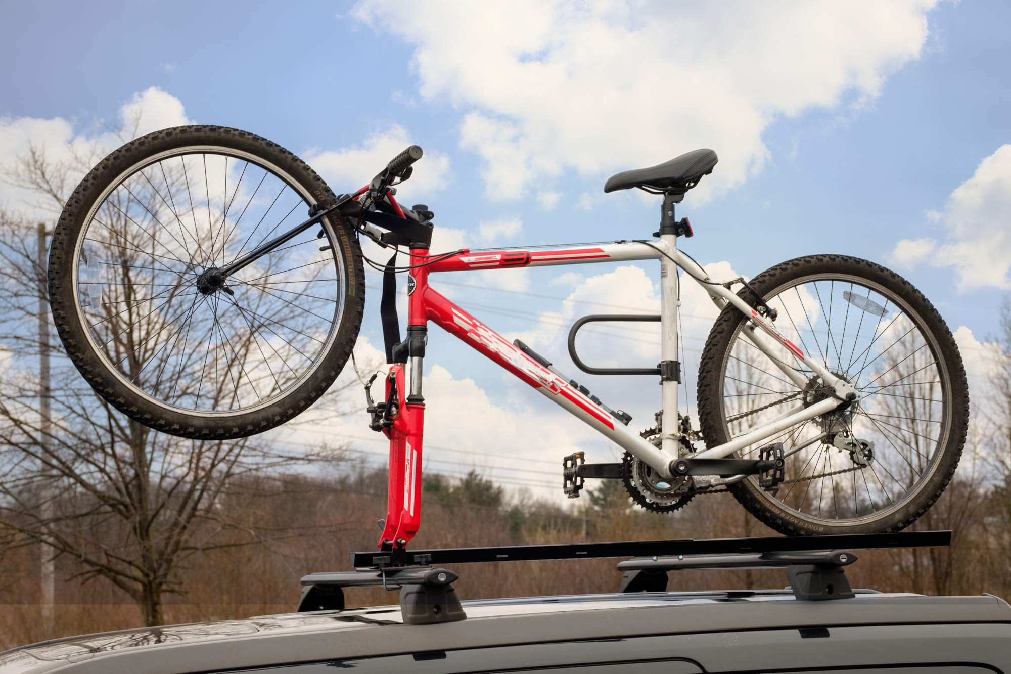 Universal Bike Wheel Attachment Rack To Transport Bicycle Tire Up To 26 Inches On Frame While Mounted On Fork Mount Car Roof Rack. Save Storage Space In Trunk Or Back Seat, Avoid Damaged Cycling Tires