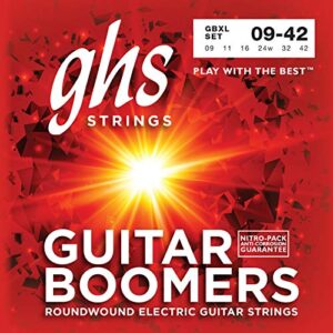 ghs strings gbxl guitar boomers, nickel-plated electric guitar strings, extra light (.009-.042)