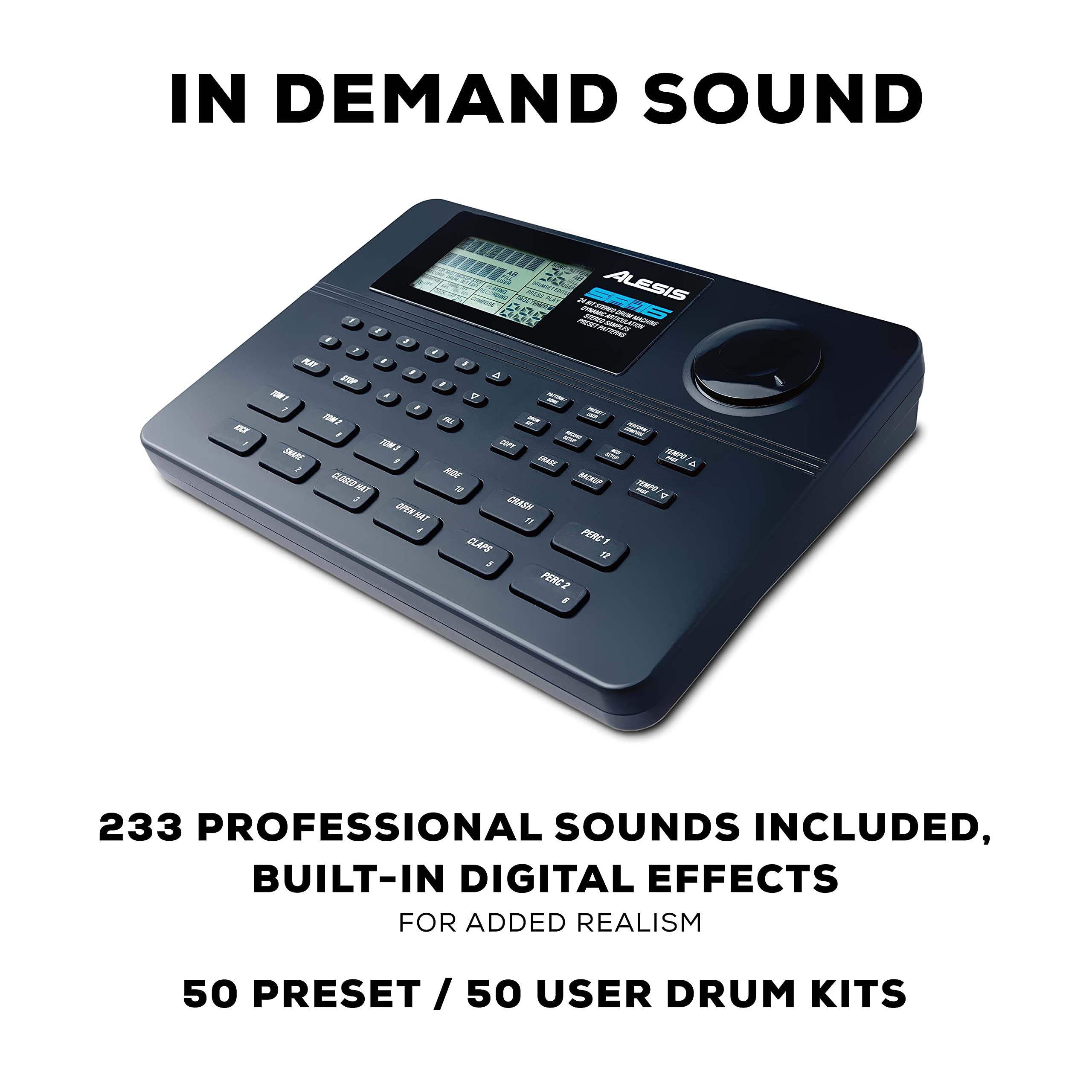 Alesis SR-16 - Studio-Grade Standalone Drum Machine With On-Board Sound Library, Performance Driven I/O and In-Built Effects