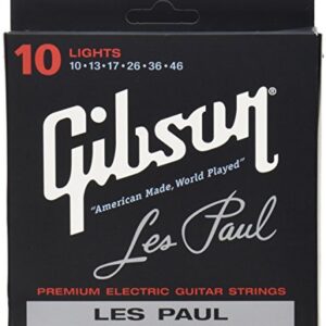 Gibson Les Paul Premium Electric Guitar Strings, Light Gauge 10-46