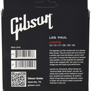 Gibson Les Paul Premium Electric Guitar Strings, Light Gauge 10-46