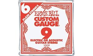 ernie ball nickel plain single guitar string .009 6-pack