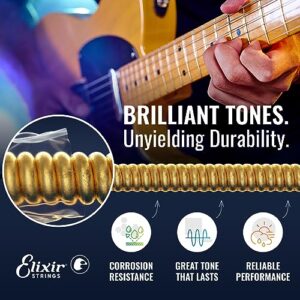 Elixir Strings, Electric Guitar Strings, Nickel Plated Steel with NANOWEB Coating, Longest-Lasting Bright Tone with Comfortable Feel, 6 String Set, Light/Heavy 10-52