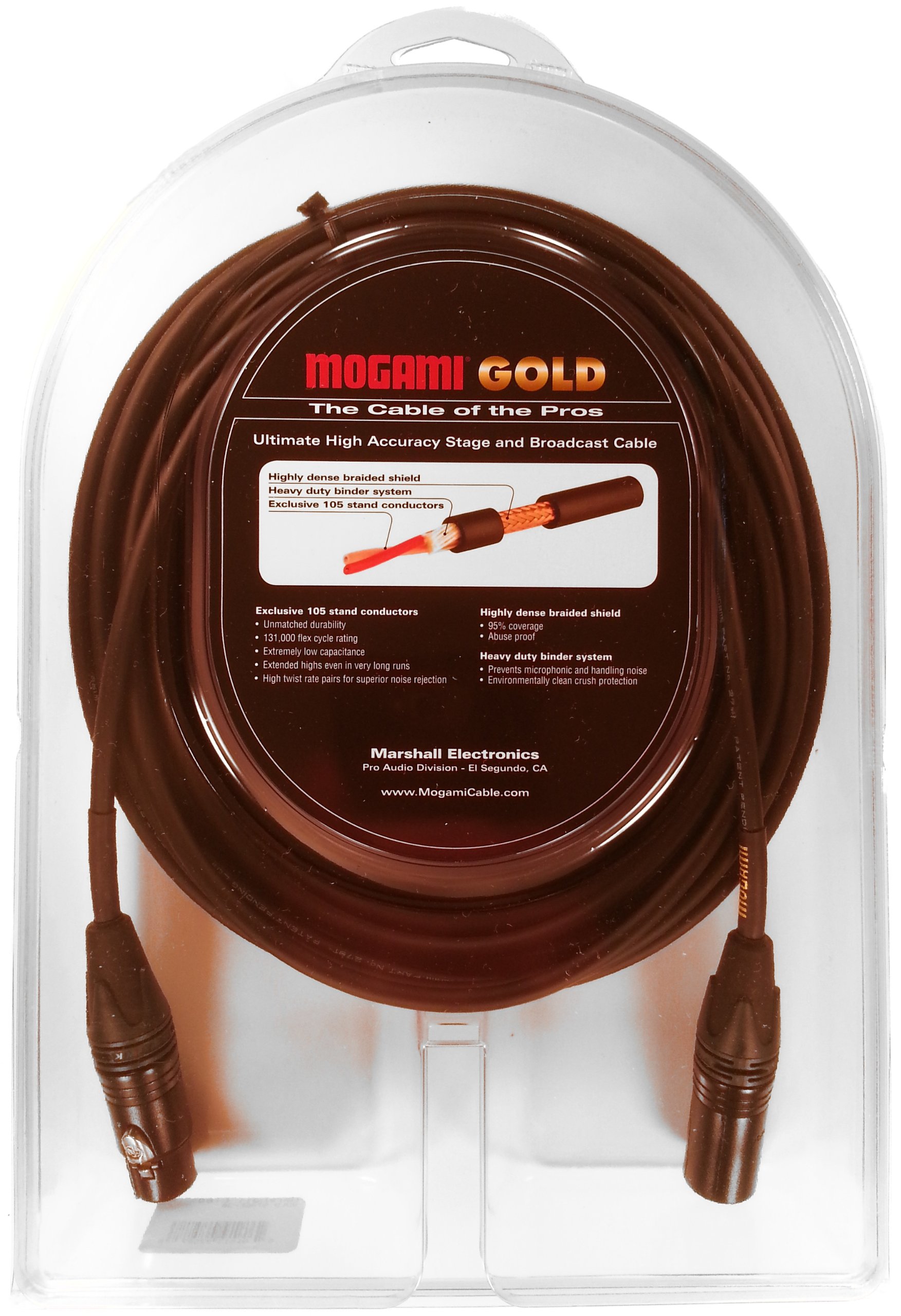 Mogami GOLD STAGE-30 XLR Microphone Cable, XLR-Female to XLR-Male, 3-Pin, Gold Contacts, Straight Connectors, 30 Foot