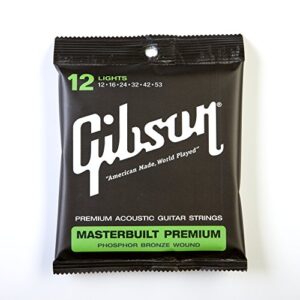 gibson masterbuilt premium phosphor bronze acoustic guitar strings, light 12-53