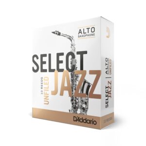 d’addario woodwinds select jazz alto sax reeds, unfiled, strength 2 strength hard, 10-pack (rrs10asx2h)