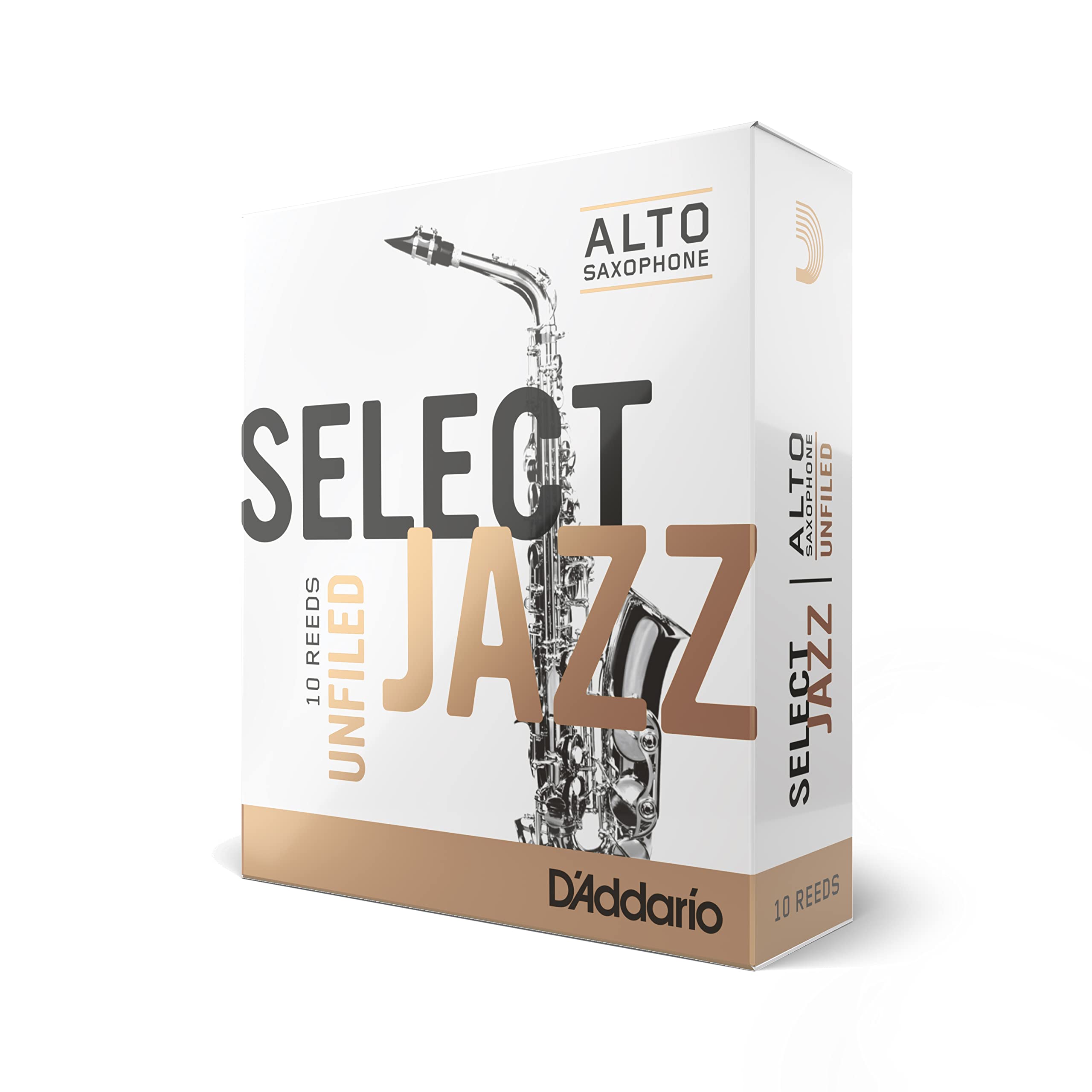 D’Addario Woodwinds Select Jazz Alto Sax Reeds, Unfiled, Strength 2 Strength Hard, 10-pack (RRS10ASX2H)