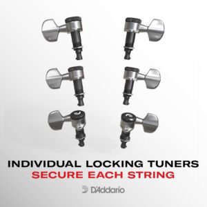 D'Addario Accessories Auto-Trim Tuning Machines - Locking Tuners for Guitars - 6 In Line Setup, Black