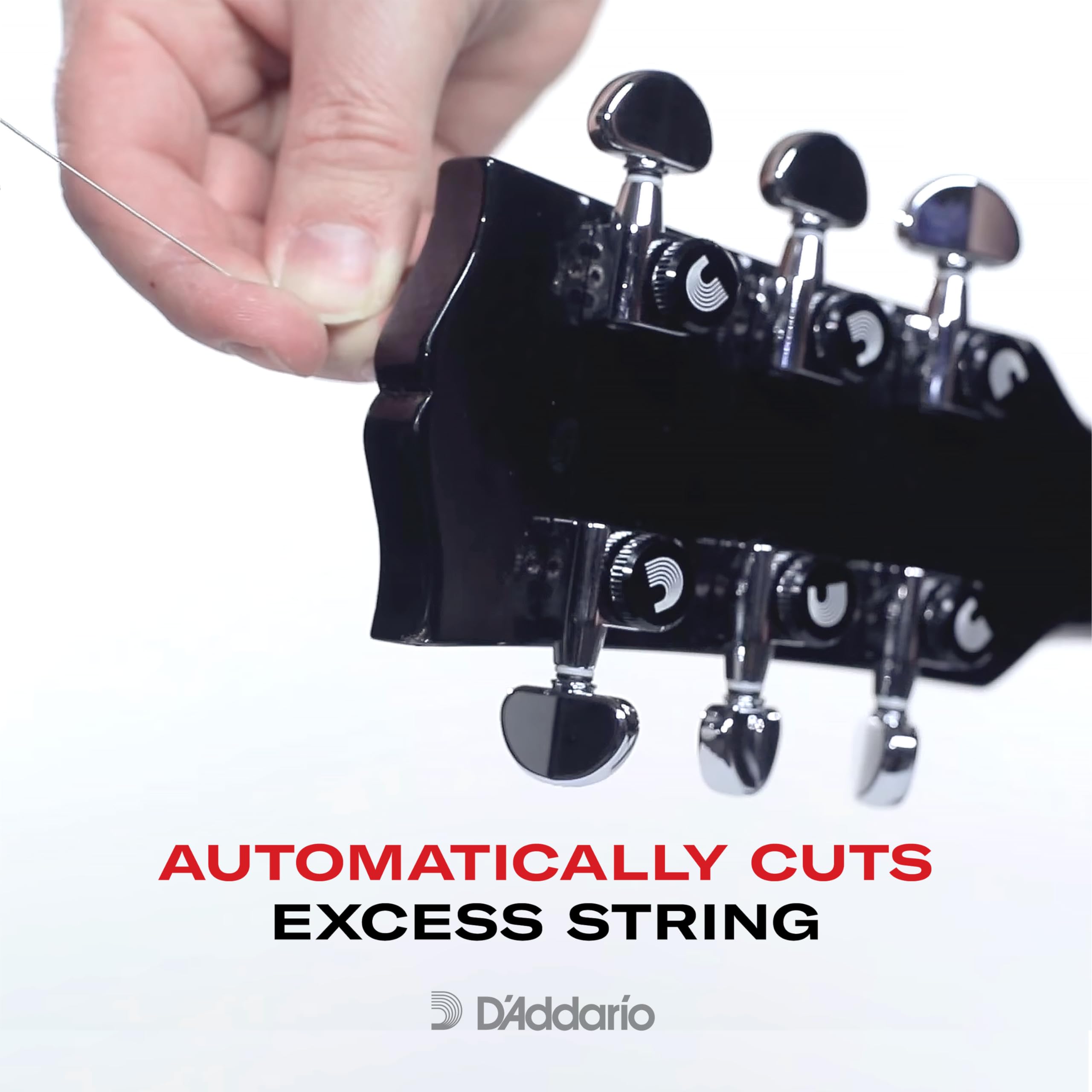 D'Addario Accessories Auto-Trim Tuning Machines - Locking Tuners for Guitars - 6 In Line Setup, Black