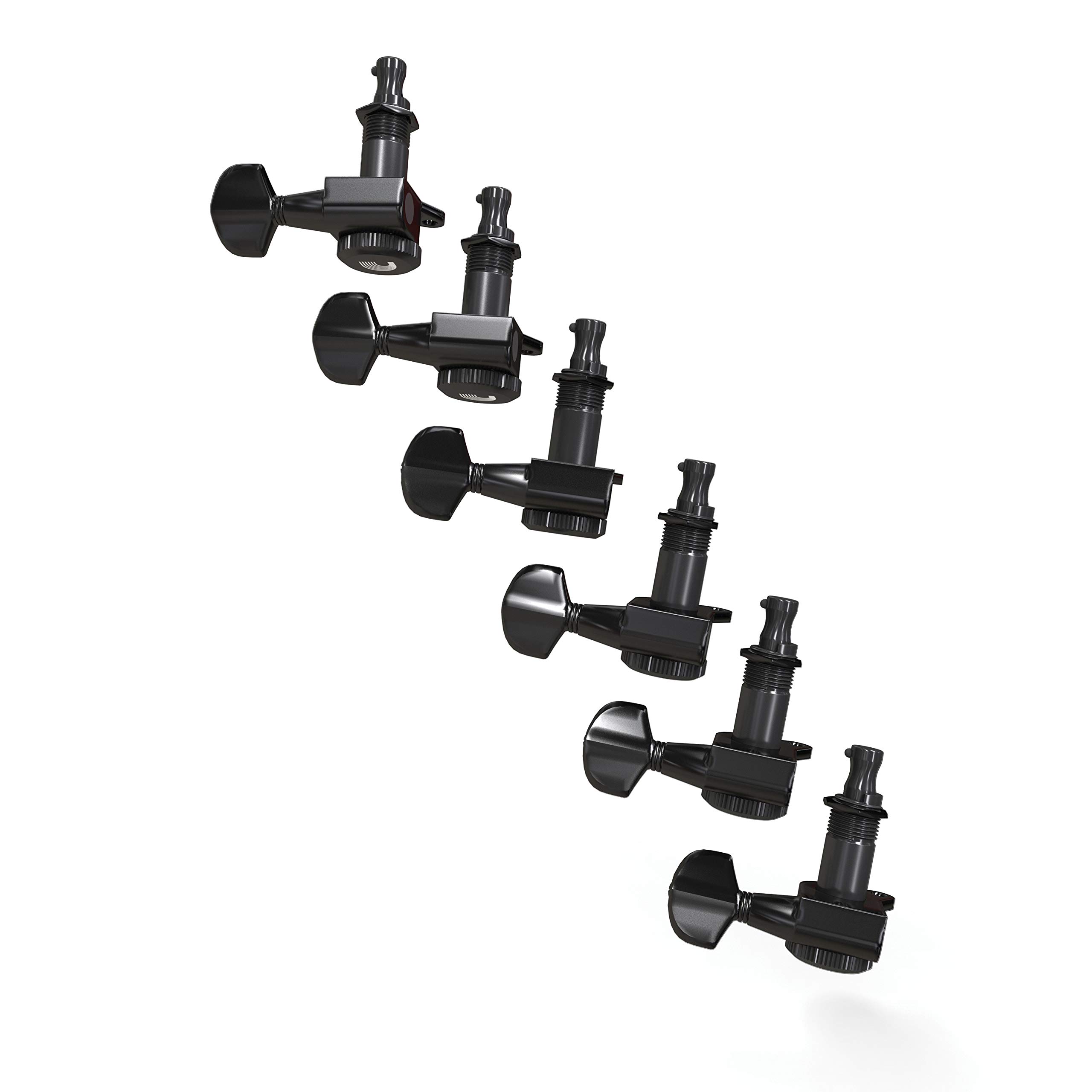 D'Addario Accessories Auto-Trim Tuning Machines - Locking Tuners for Guitars - 6 In Line Setup, Black