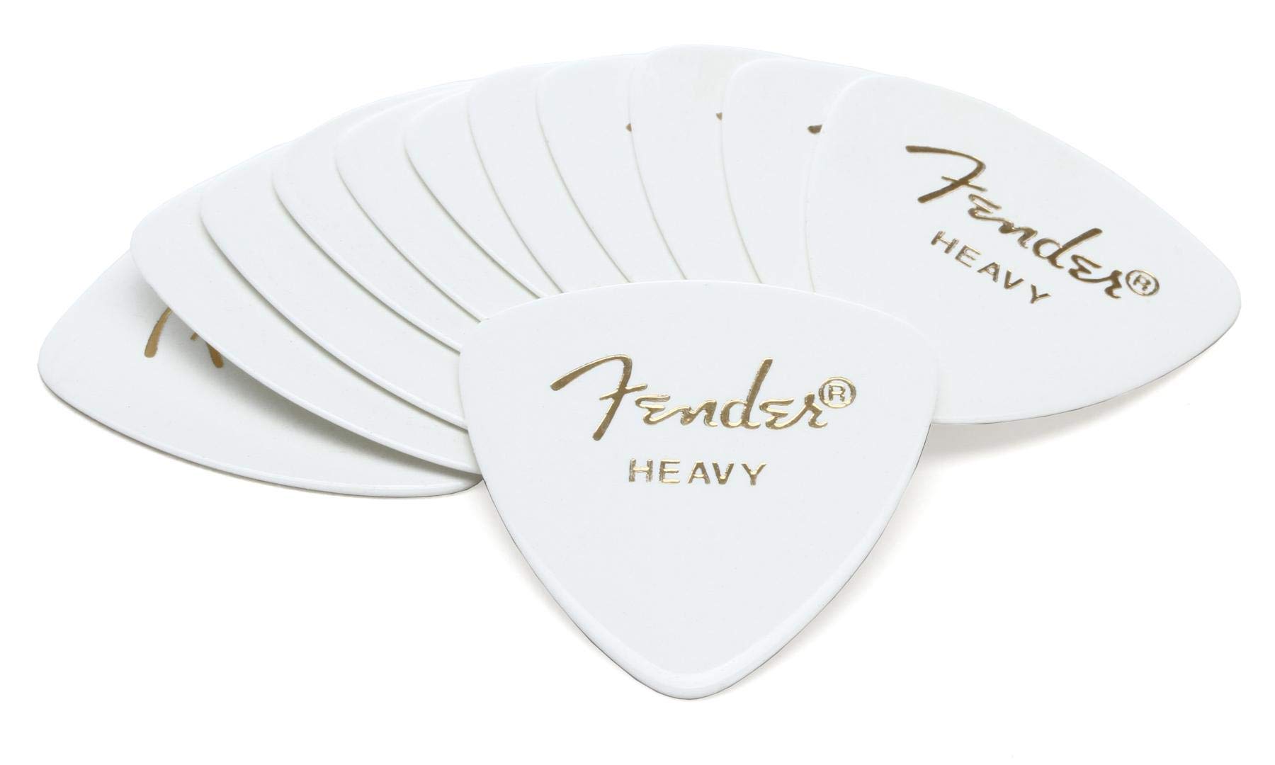 Fender Classic Celluloid Guitar Picks 346 Shape, White, Heavy, 12-Pack