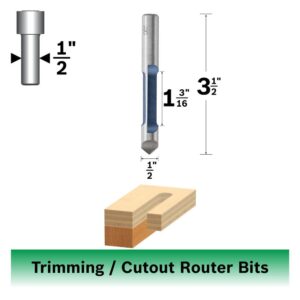 BOSCH 85246 1/2-Inch Carbide Tipped Straight Fluted Pilot Panel Bit with Drill-through Point-Single Flute