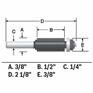 BOSCH 85269M 3/8 In. x 1/2 In. Carbide Tipped 2-Flute Flush Trim Bit