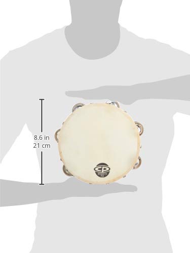 CP378 8" Wood Tambourine, Headed, Single Row Jingles