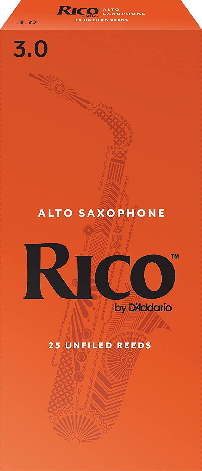 D’Addario Woodwinds - Rico Alto Sax Reeds - Reeds for Alto Saxophone - Alto Saxophone Reeds Crafted for Beginners, Students, Educators - Strength 3.0, 25-Pack