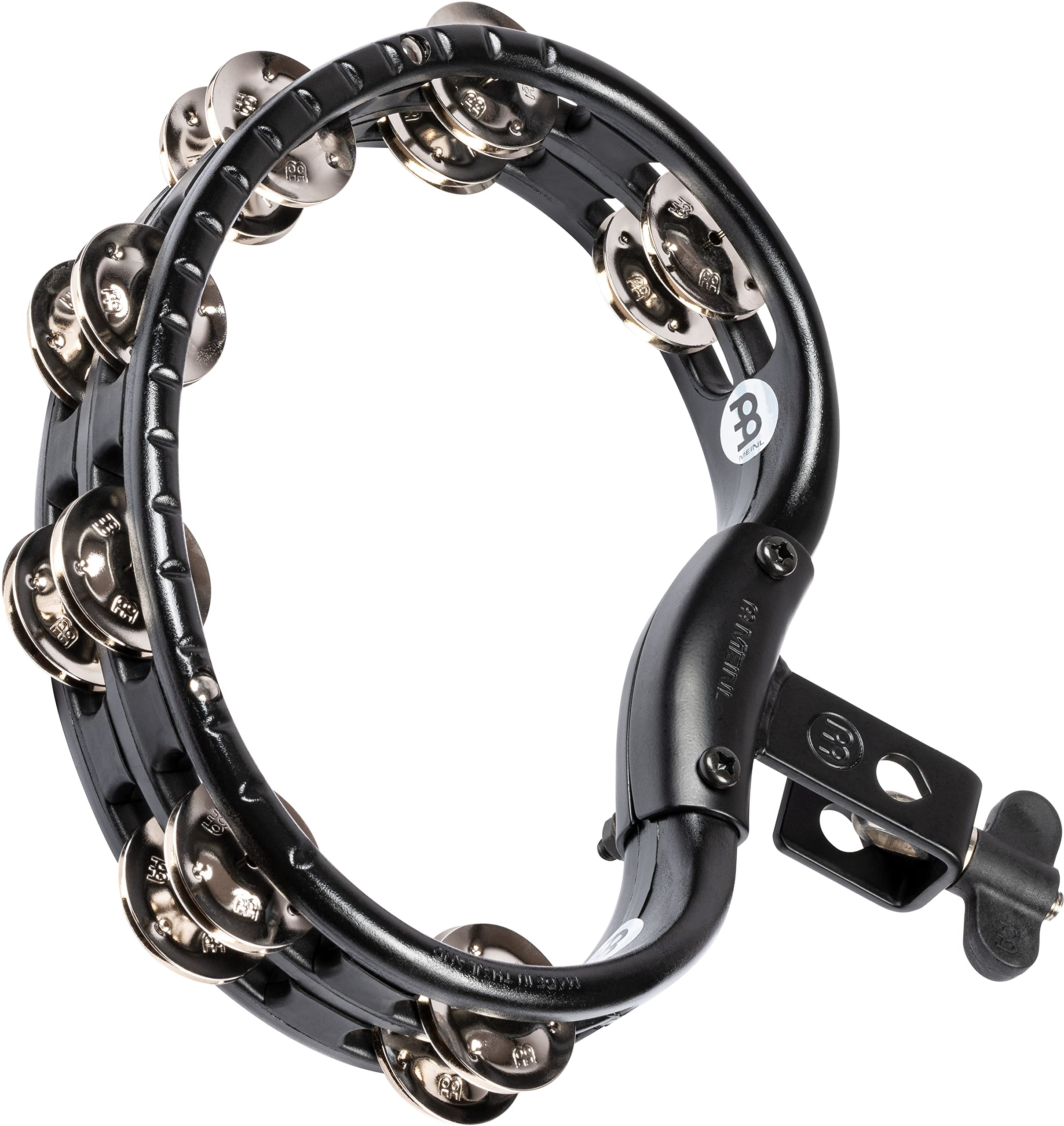 Meinl Percussion TMT2BK Mountable ABS Plastic Tambourine with Steel Jingles, Black