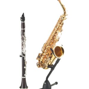 K&M König & Meyer Saxophone Tripod Stand 14300.000.55 | Stable Secure Adjustable/Folding Stand For Eb Alto /Bb Tenor Sax | Lightweight & Compact | Flex Upper Support | Made in Germany | Black