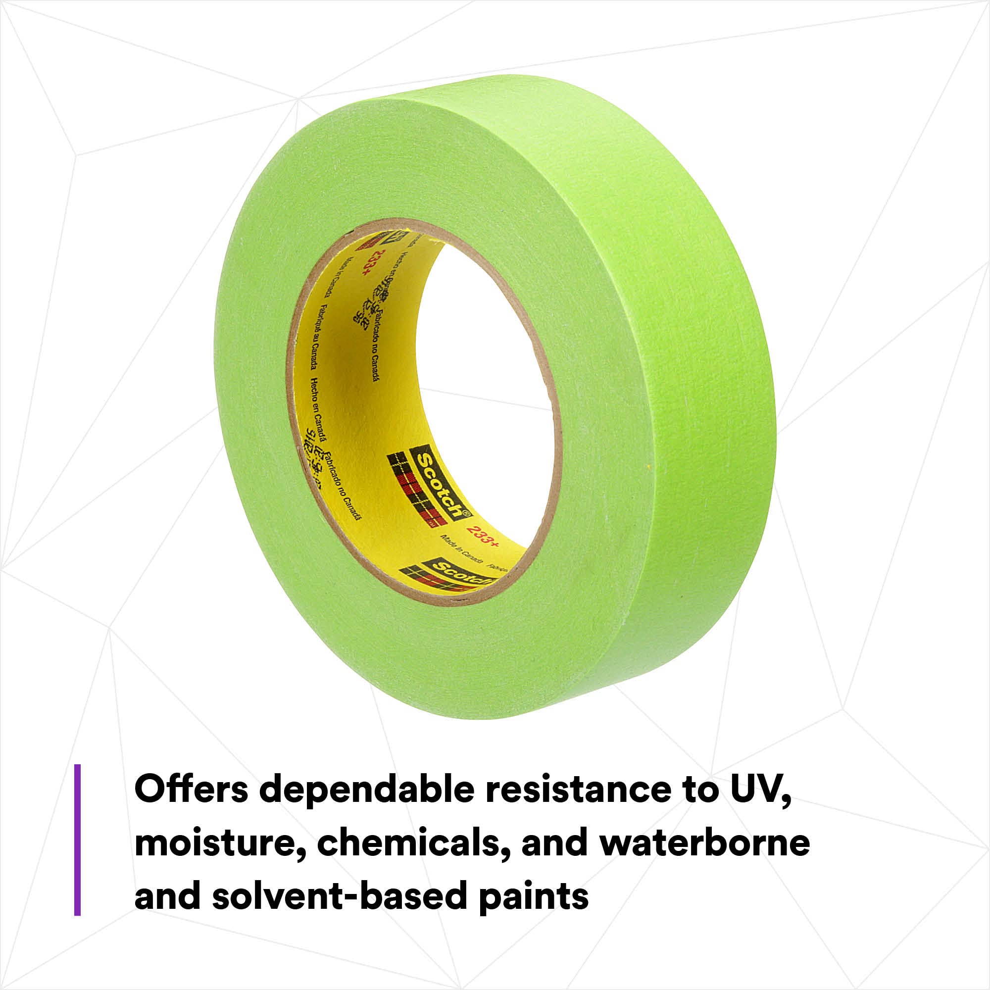 Scotch Performance Masking Tape 233+ 26338, Moisture Resistant, Flexible, Green Color, 36 mm x 55 m​​, 16/Case