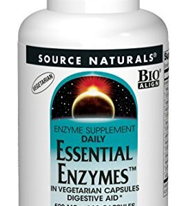 Source Naturals Essential Enzymes 500mg Bio-Aligned Multiple Supplement Herbal Defense for Digestion, Gas & Constipation Relief & Daily Digestive Health - Strong Immune System Support - 120 VegiCaps