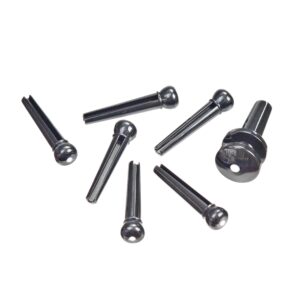 d'addario accessories injected molded bridge pins with end pin set, ebony with ivory dot