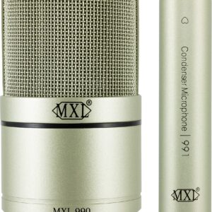 MXL 990/991 Large and Small Diaphragm Condenser Microphone Bundle Project/Home Studio Recording | XLR | Cardiod (Champagne)