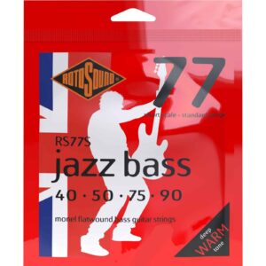 rotosound rs77s monel flatwound short-scale bass guitar strings (40 50 75 90)