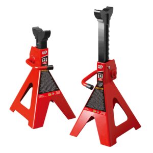 BIG RED T41202 Torin Steel Jack Stands: 12 Ton (24,000 lb) Capacity, Red, 1 Pair