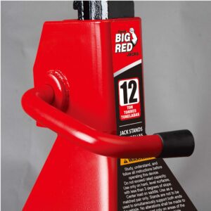 BIG RED T41202 Torin Steel Jack Stands: 12 Ton (24,000 lb) Capacity, Red, 1 Pair