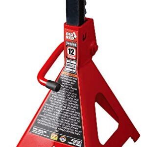 BIG RED T41202 Torin Steel Jack Stands: 12 Ton (24,000 lb) Capacity, Red, 1 Pair