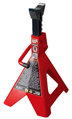 BIG RED T41202 Torin Steel Jack Stands: 12 Ton (24,000 lb) Capacity, Red, 1 Pair